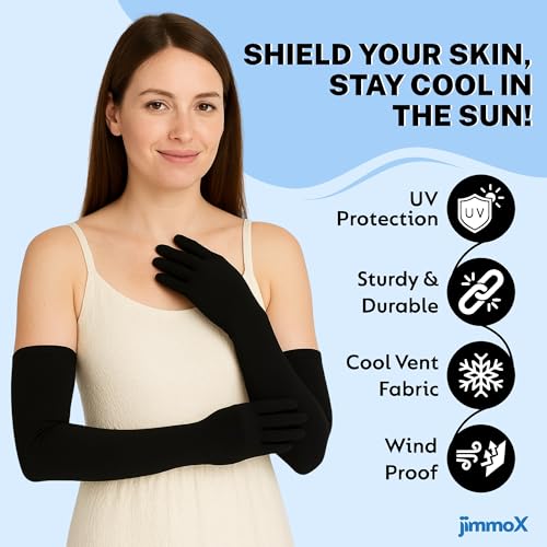 Image of Full Hand Gloves | UPF 50+ Sun Protection Arm Sleeves for Men & Women | UV Blocking Cotton Gloves for Driving, Cycling & Outdoor Sports