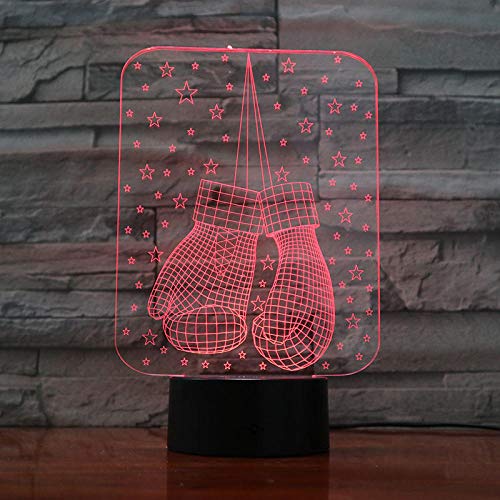 Gants de boxe Veilleuse 3D pour enfants, lampes LED Illusion d'optique 3D avec télécommande décorations de chambre anniversaire, cadeau de Noël pour filles Cover