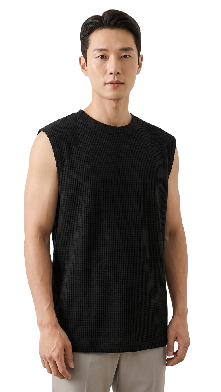 incehub Men’s Premium Cotton Blend Sleeveless Vest with Round Neck, Lightweight Breathable Casual Summer Tank Top-picture-21