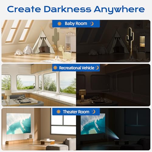 Image of Linen Blackout Curtains for Bedroom, 39 inch x 58 inch Portable Black Out Blinds with 20 Sets Hooks & Loops Strips for 100% Blackout Window Film, Temporary Black-Out Shades for Windows Cover Travel RV- Gray