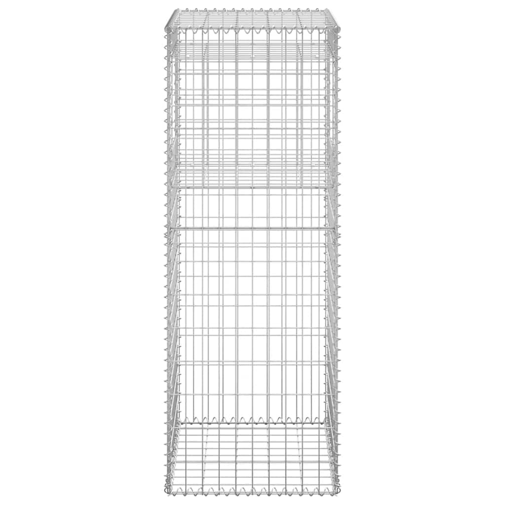 Kolumny gabionowe 2 szt. 50 x 50 x 140 cm żelazo, srebrne, drut 3,5 mm, spawane punktowo, do ogrodu, na taras, do budowy ogrodzenia, ochrona przed wzrokiem, stabilizacja, mocowanie, montaż