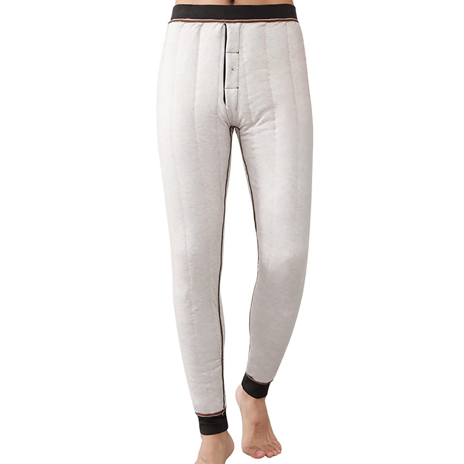 Pantalon Thermique sous-vêtements Thermiques pour Hommes Doublés de Pantalon Longues Couche de Base Chaude(Size:3XL,Color:Soie)