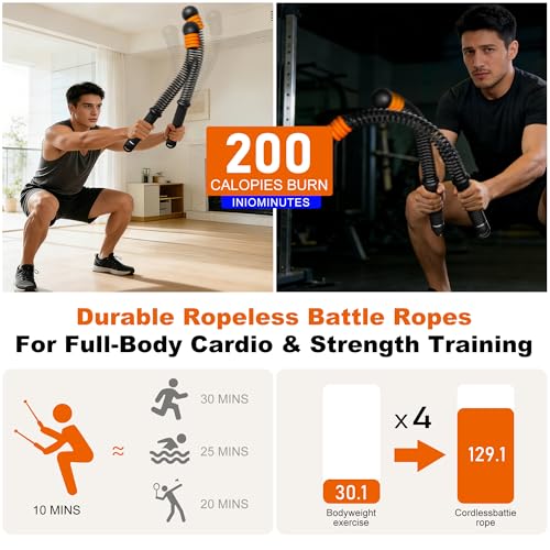 Cuerdas de batalla sin cuerda ajustables para entrenamiento en casa 8