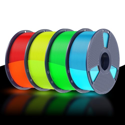 Image of SUNLU PETG Glow in The Dark Filament Bundle, Luminous PETG 3D Printer Filament 1.75mm, Dimensional Accuracy + /- 0.02mm, 4kg in Total, 1kg per Spool, 4 Pack. (Glowing Blue /Green /Red /Yellow)