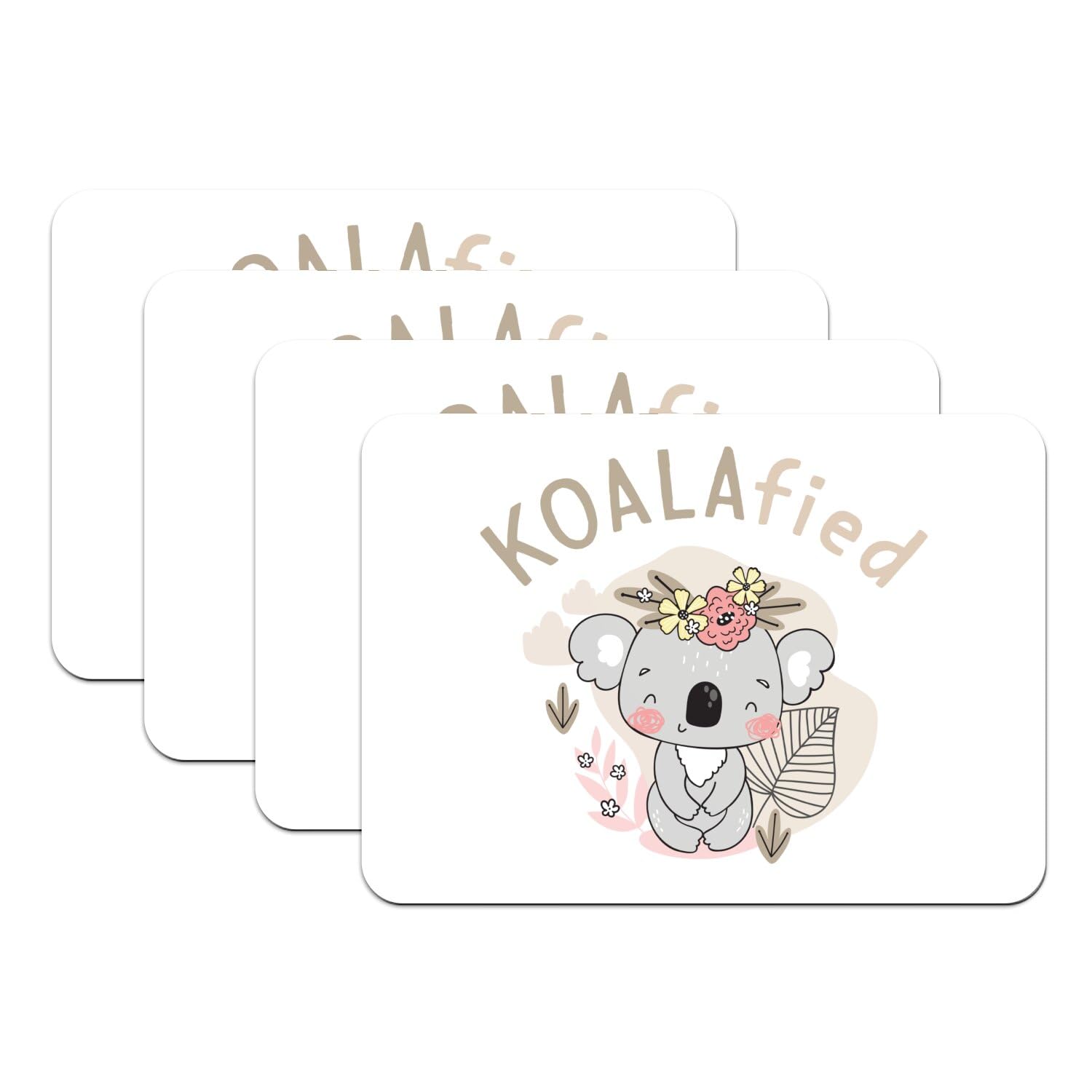 Sets de table koala 39,5x28,5 cm grand format | Dessous en caoutchouc blanc lot de 4