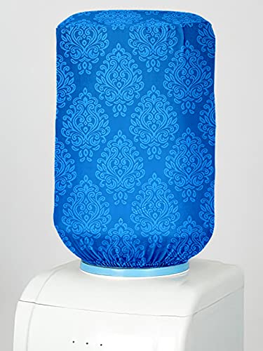 Image of Cortina Self Print Water Dispenser Bottle Can Cover | Elastic Closure | Machine Washable | Polyester Material | Environmental Friendly | Digital Print | 45cm x 42cm x 43cm | 20 Liters | Blue 1