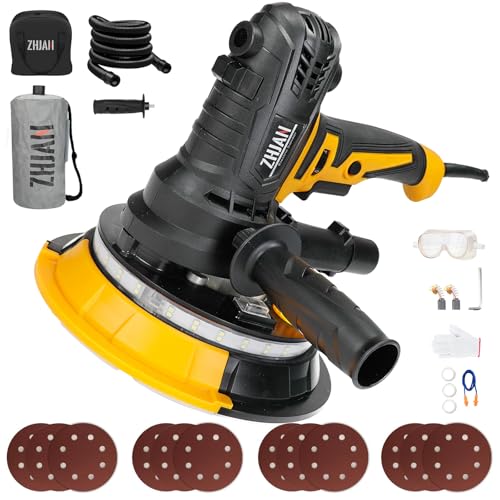 ZHJAN Levigatrice Per Muro 900W,Levigatrice a Secco1400-2700RPM,trasmissione a 5 velocità,Luce