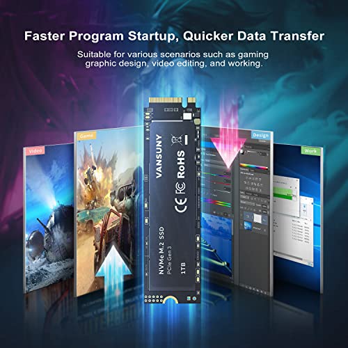 Image of Vansuny 1TB NVMe M.2 Internal Solid State Drive PCIe 3.0 TLC M.2 SSD 3D NAND 2280 Speed up to 3400 /2900MB /s Internal Solid State Hard Drive PCIe SSD