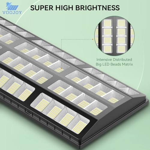 9000W Solar Street Lights Outdoor - Ultra Large Solar Lights Outdoor with Wide Angle, IP66 Solar Parking Lot Lights Dusk to Dawn, Commercial Street Lights Solar Powered with Motion Sensor, 2 Pack
