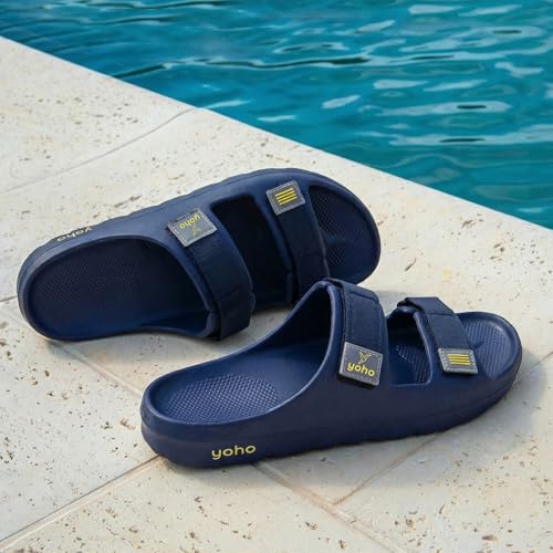 Image of YOHO Wilo Double Strap Sliders for Men | Cushioned & Lightweight | Adjustable Strap | Comfortable Monsoon Footwear & Rainy Sandals