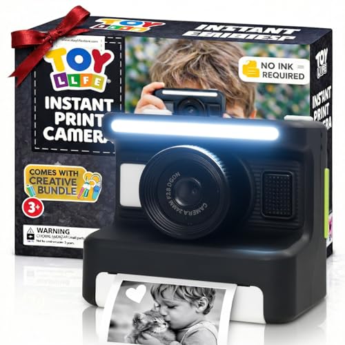 TOY Life Kids Instant Print Camera, 1080P, Ages 3-12, Black