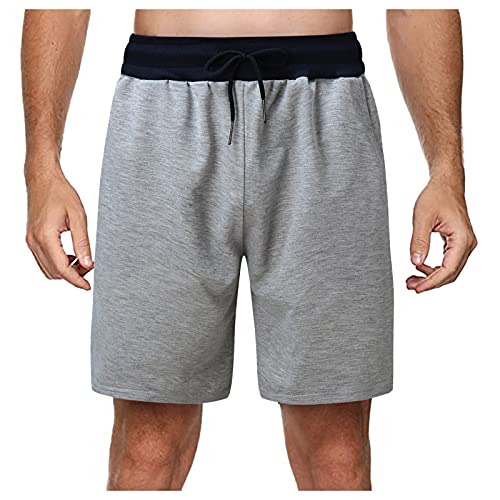 Men’s Shorts Bamboo Sleep Bottoms Lightweight Lounge Pants Leisure Drawstring Elastic Waist Jogging Beach Short Pant (Gray, S)