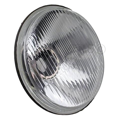 JC Performance H4 Conversion Headlight Diamond Replace Sealed Beam Clear Housing Assembly (5 3/4" Round Black Powder Coated) Cover