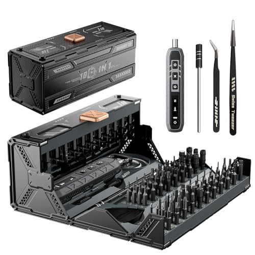 JAKEMY Set di mini cacciaviti elettrici con 3 torsioni, ricarica USB C senza fili, 180 in 1 con 160 punte magnetiche, cacciavite di precisione per laptop, telefono, computer, orologio, Natale da uomo