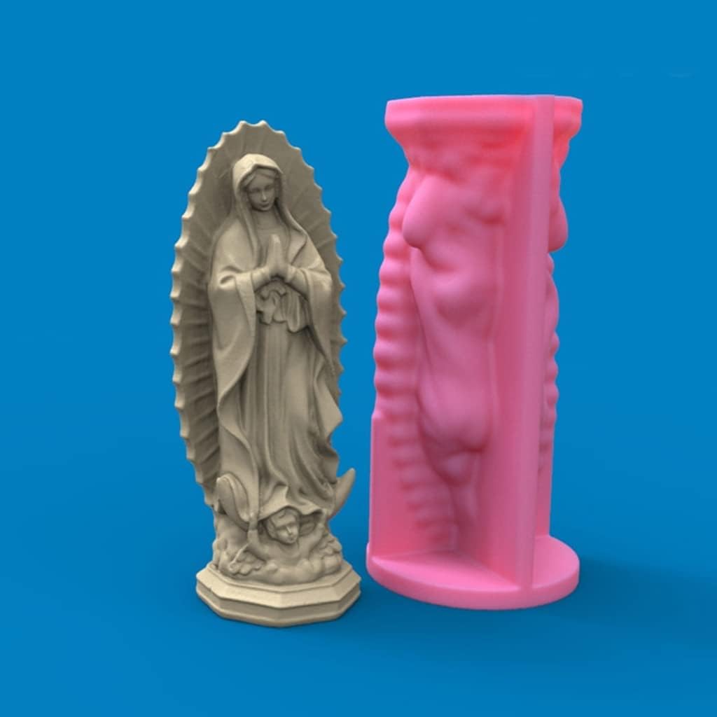 Silicone Mold, 3D Soap Moulds Virgin Mary Fondant Cake Decorating Baking Tools Sculpture Aromatherapy Candle Silicone Mold DIY Tool