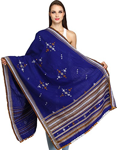 Image of Exotic India Women's Kutch Wool Shawl (SHV95--beige)