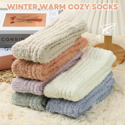 Image of Loritta 6 Pairs Womens Fuzzy Socks, Winter Warm Fluffy Slipper Socks