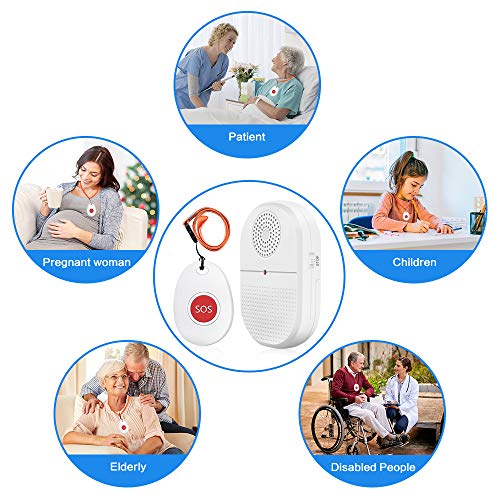 ChunHee-Wireless-Caregiver-Pager-Call-Button-Nurse-Alert-System-Call-Bell-for-HomeElderlyPatient-Emergency-Vibration-Pager-1-Transmitter1-Receiver800Feet-Operating-Range