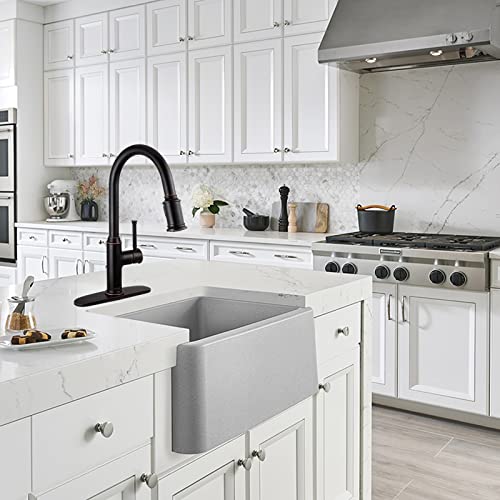 Oil Rubbed Bronze Kitchen Faucet With Pull Down Sprayer, Lava Odoro Single Handle Kitchen Sink Faucet Bronze Faucet For Kitchen Sink 1 Hole And 3 Hole, Deck Plate Included, Kf421-Orb #TOP4