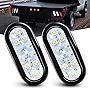 Nilight - TL-09 6 Inch Oval White LED Trailer Tail Lights 2PCS 10 LED w/Flush Mount Grommets Plugs IP67 Waterproof Reverse/Back Up Trailer Lights for RV Truck Jeep, 2 Years Warranty