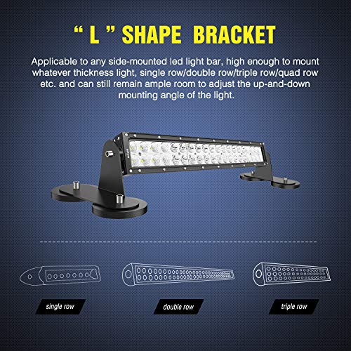 Image of Nilight 2PCS Magnetic Base LED Light Bar Mounting Brackets, Powerful Sucker Holder for Straight Curved Side-Mounted Light Bar Mounting on Hood Roof, 2 Years Warranty, Black