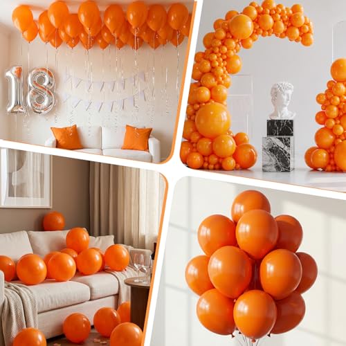 Image of Togvu Orange Balloons, 50Pack 12 Inch Matte Orange Latex Party Balloons for Tropical Aloha Luau Summer Birthday Party Halloween Graduation Thanksgiving Baby Shower Decorations