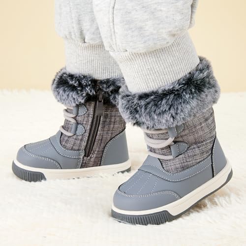 BMCiTYBM Toddler Boy Girl Snow Boots Waterproof Winter Warm Shoes Baby High Top Nonslip Lightweight Outdoor Sneakers for Cold Weather (Infant/Toddler)2