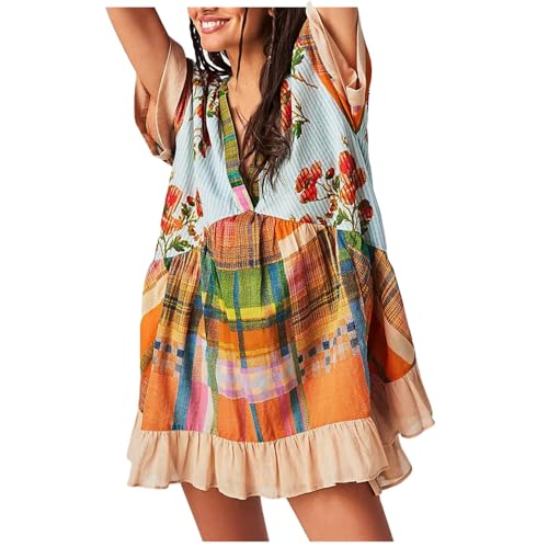 Robe d'été bohème fluide col plongeant contre les fortes chaleurs