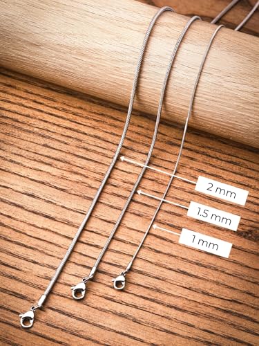HAQUIL Thin Flexible Stainless Steel Snake Chain Necklace, Jewelry Gift for Men and Women 16/18/20/22/24/26/28/30' 1/1,2/1.5/2/2,5mm4