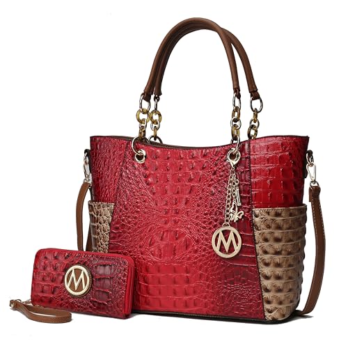 MKF Collection Croco Tote Bag for Women, Handbag Set with