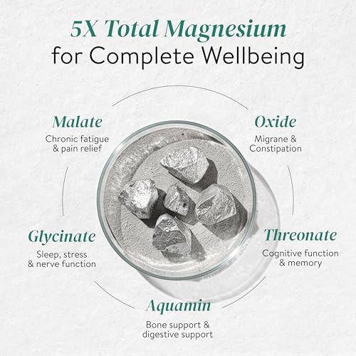 Image of Happy Cultures 5X Total Magnesium Glycinate | 1400mg Blend of 5x Mg Complex | 440mg Elemental Magnesium | Vitamin D3, K2, B6, B12 | Promotes Deep Sleep, Muscle Recovery & Heart Health | 60 Tablets