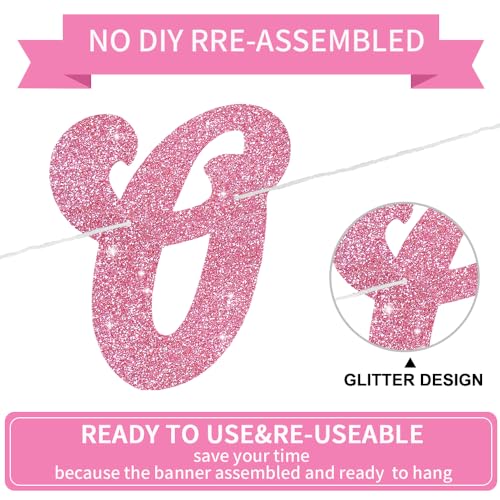 Image of BEISHIDA Glitter Pink Older Wiser Hotter Banner with Star, Funny Birthday Banner 30th 40th 50th 60th 70th 80th Party Decorations Sign Gift