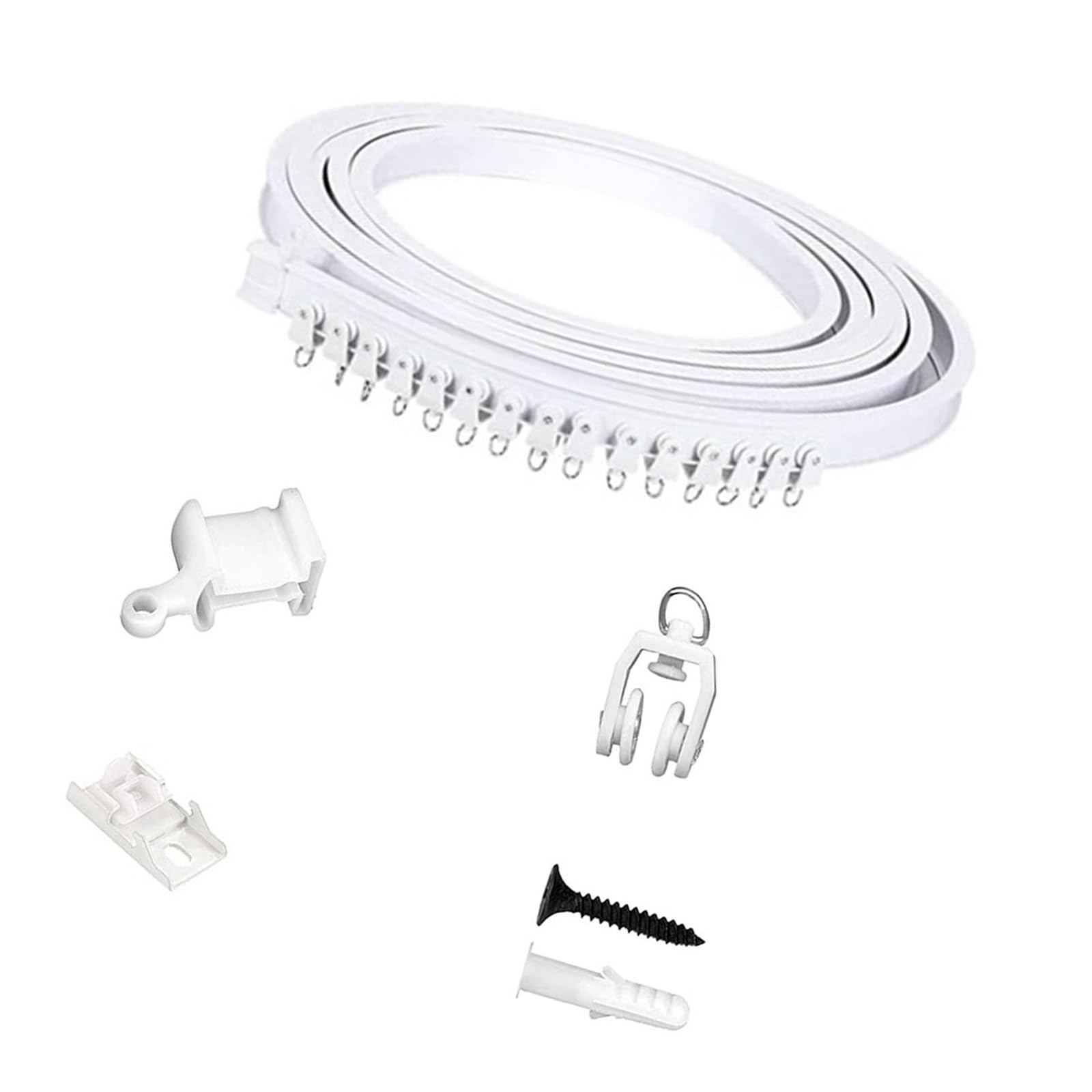 Watreketal Rieles de techo multiusos de 3 metros con rodillos deslizantes suaves y accesorios de techo para separadores de habitación, riel de cortina flexible