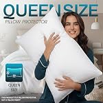 Beddora 4 Pack Pillow Protectors Queen Size – Waterproof Zippered Pillow Case Covers, Bed Bug & Dust Mite Proof Pillow Encasements 20 x 30 Inches, Soft Noiseless Waterproof Pillow Covers for Sleeping