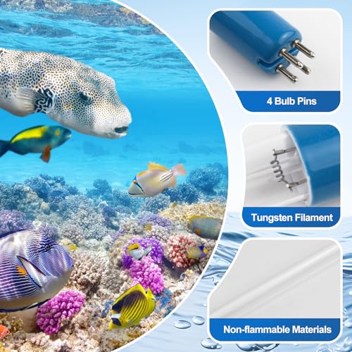 Image of 40 Watt UV Lamp for Aquarium & Pond - 40 Watt Replacement UV Lamp for Aqua Water Filter (A20040 40W), 18 Months Life Time, Keeps Water Clean & Clear