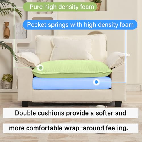 Image of Oprisen Modular Sectional Sofa, Comfy Cloud Couch Sectional Sofa, Chenille Sofa Sleeper Deep Seat Sofa with Throw Pillows for Living Room (Beige White, 53 inch- Single Seat)