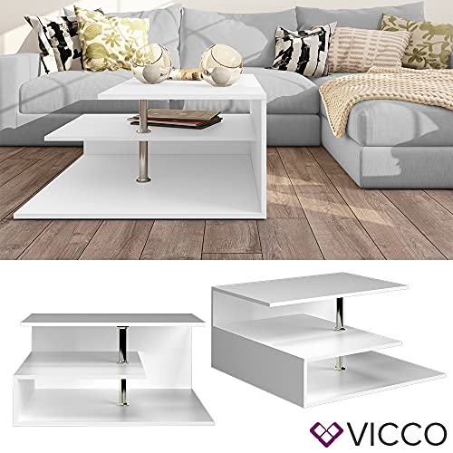 Vicco Couchtisch Sofatisch Wohnzimmertisch Basti weiß Kaffeetisch 3 Ablagen – Bild 3
