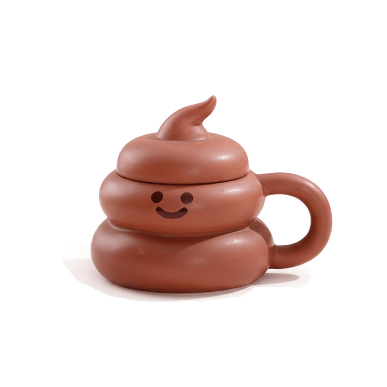 Funny Poop Mug 10oz Cute Novelty Coffee Cup with Lid and Smiley Face - Hilarious Stress Reliever Gag