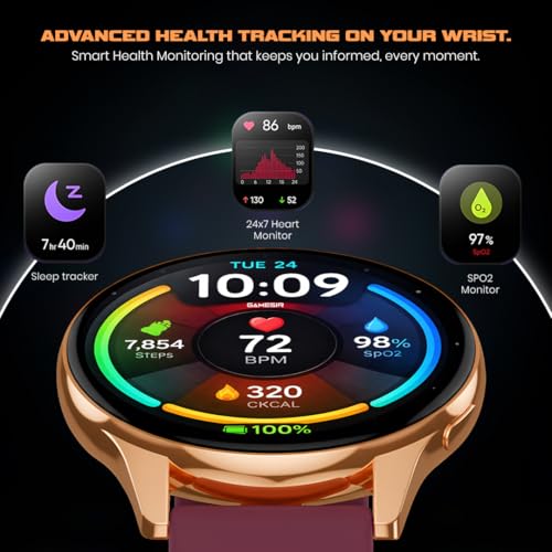 Image of GameSir Evo Vista Smartwatch, 1.39 inch HD Round Display, Bluetooth Calling, Heart Rate & SPO₂, 100+ Sports Modes, IP67, Long Battery Life for Men & Women (Maroon)