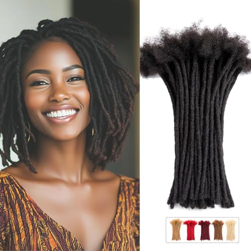 Teresa 4-18 Inch 0.2cm 0.4cm 0.6cm 0.8cm Width Loc Extension Human Hair Permanent Dreadlock Extensions Human Hair (1B-0.4CM, 8 Inch 70 Strands)