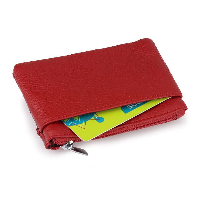 Custodia portatile per chiavi dell'auto, per uomo e donna, vintage, con doppia chiusura lampo, con telecomando, colore rosso