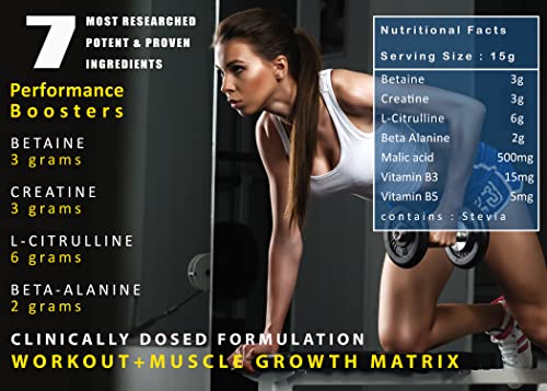 Image of Grizzly Nutrition, Pure BCCB 450g, 30g Energy caffeine pack - Betaine, Creatine, Citrulline, B Alanine, Researched muscle, strength, endurance, growth formula, before workout /Intra workout, Kiwi