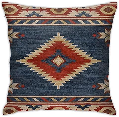 Vintage Southwest Native American Square Zippered Cushion Throw Case Pillow Case Cover 18X18 Inch