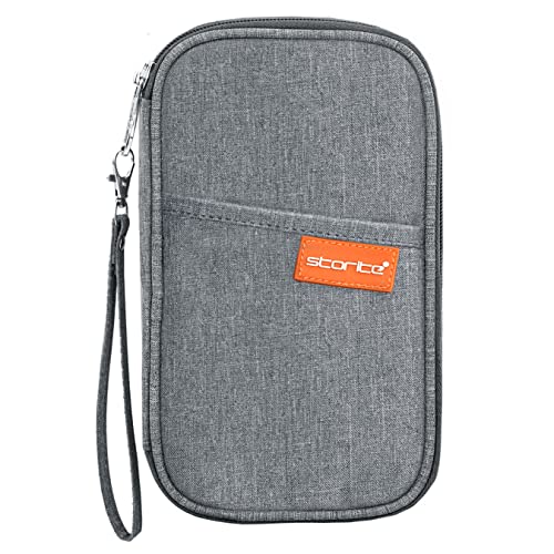 Storite Nylon Travel Passport Holder Cover Wallet Credit Card Case for Men & Women with Water Resistant with Removable Wrist-let Strap - Grey