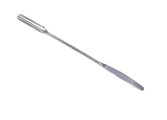 Stainless Steel Double Ended Micro Lab Spatula Sampler, Semi Circle Scoop Spoon & Tapered Arrow End 9"