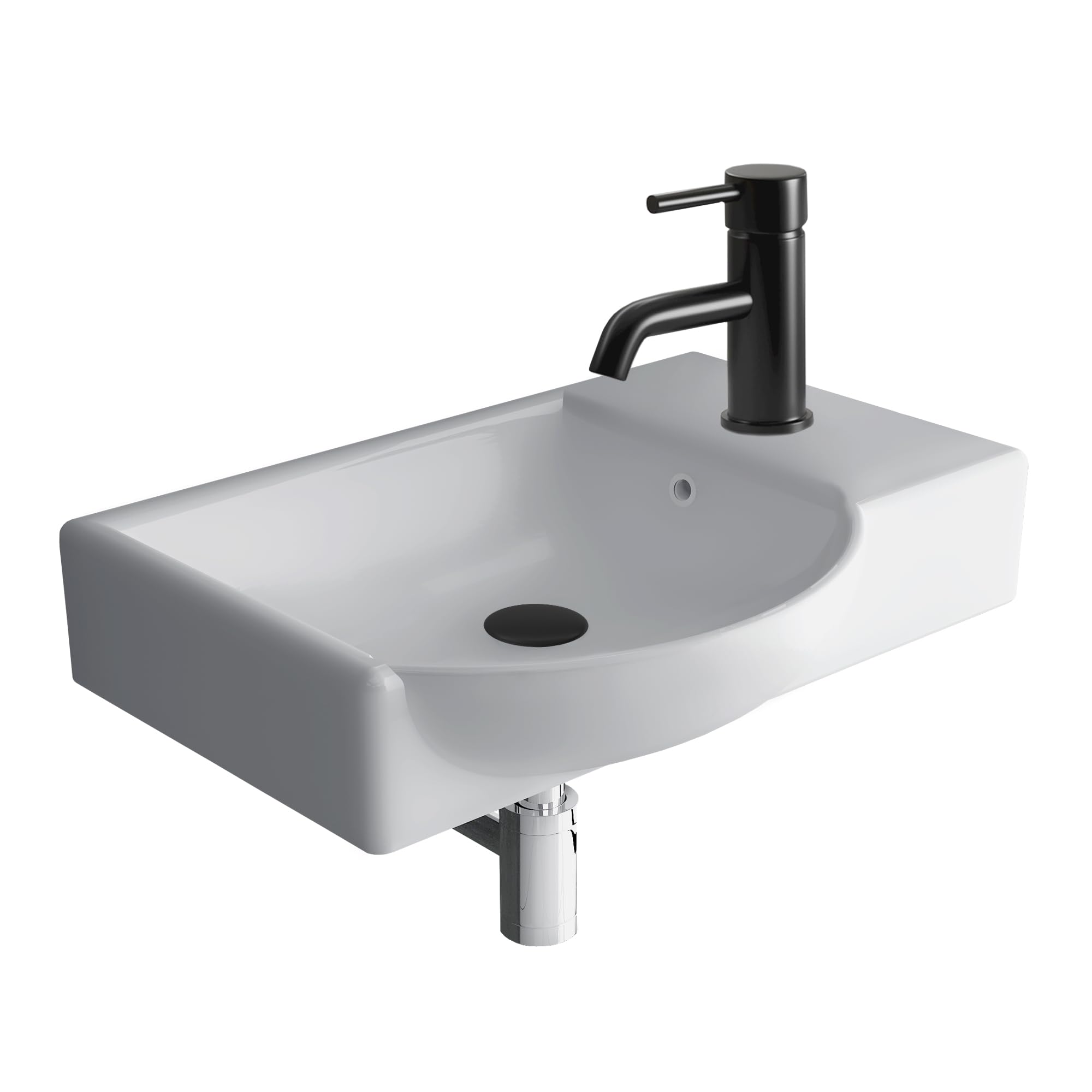 Alpenberger Lavabo de mano Lavabo de cerámica con rebosadero Lavabo colgante resistente a la suciedad para baño y aseo de invitados
