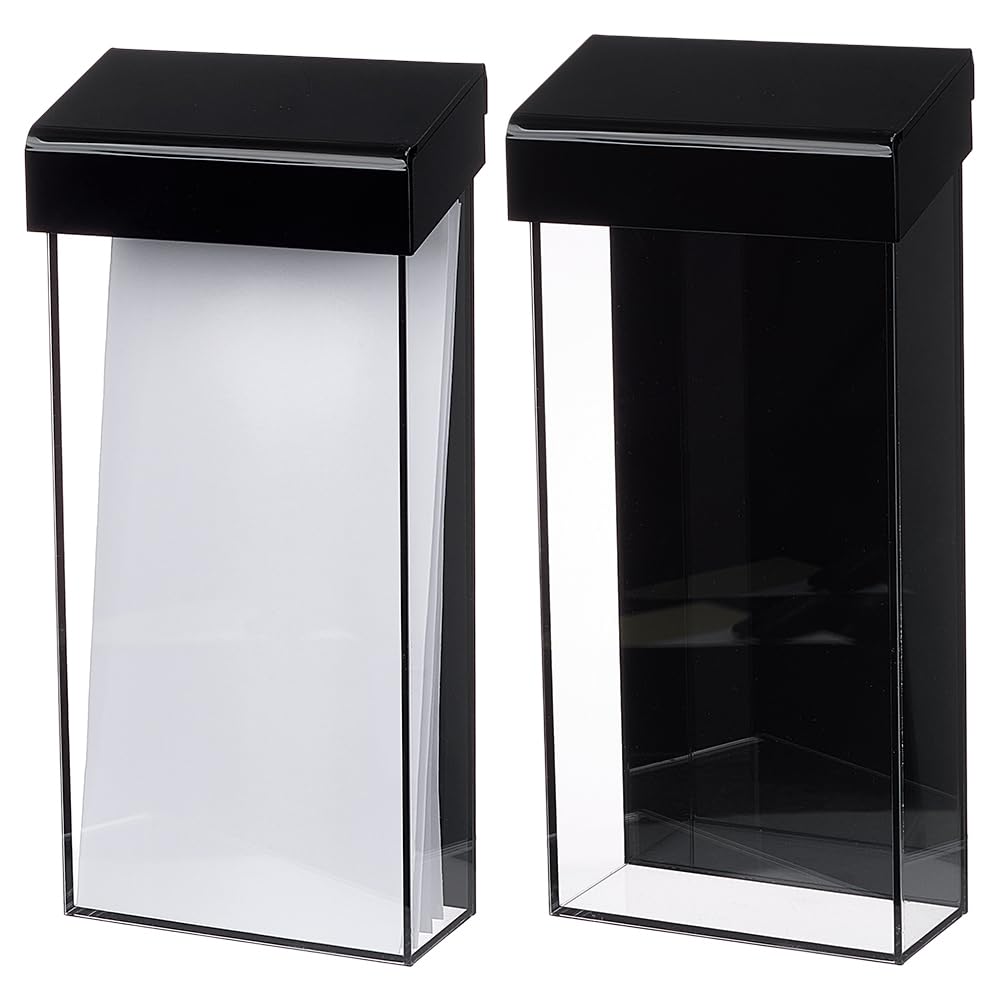 WADORN 2Pcs Acrylic Outdoor Brochure Holder, 4x10 Inch Black Waterproof Wall Mount Literature Box with Lid Clear Wall Mounted Takeout Menu Box with Screws for Kiosk Booths Indoor Outdoor Libraries