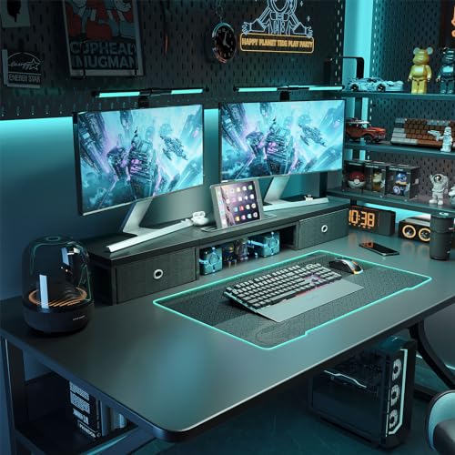 Double support pour moniteur avec 2 tiroirs parfait pour votre bureau à domicile - 3