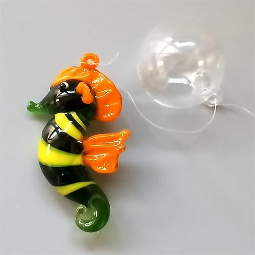 Miniatura 4 de Figuras de peces de vidrio soplado a mano con flotadores, juego de 3 pequeños animales marinos tropicales decorativos (B)