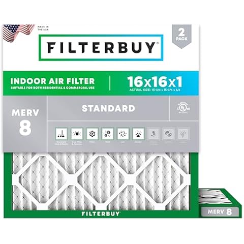 Filterbuy 16x16x1 MERV 8 Air Filters (2-Pack) Cover